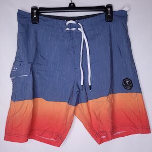 Vissla Boardshorts Mens 32 So Stoked Stretch Blue, Red Ombre Recycled